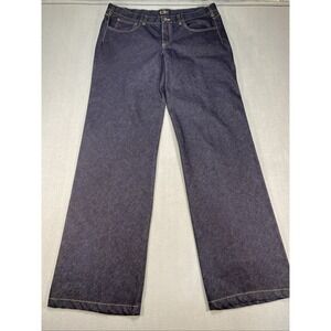 Donna Karan DK The Sexy Trouser Jeans Dark Wash Wide Leg Made In Italy Size 18